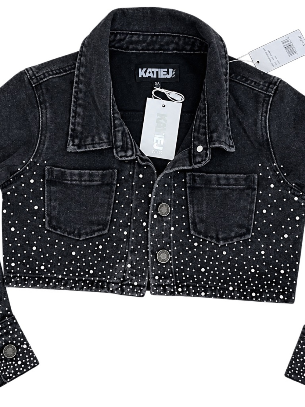 Katie J NYC Kids Black Studded Denim Jacket